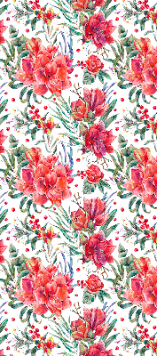 Blackout roller blind for window Red flowers
