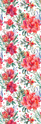 Blackout roller blind for window Red flowers