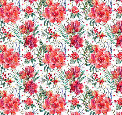 Blackout roller blind for window Red flowers