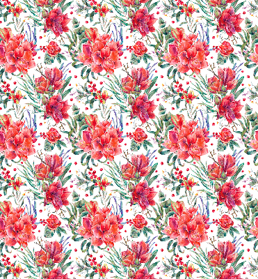 Blackout roller blind for window Red flowers