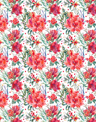 Blackout roller blind for window Red flowers