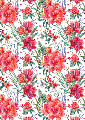 Blackout roller blind for window Red flowers