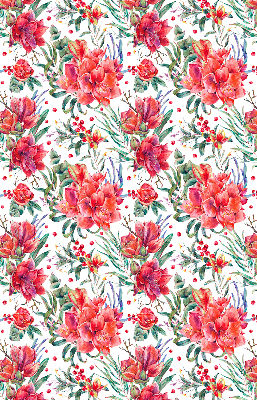 Blackout roller blind for window Red flowers