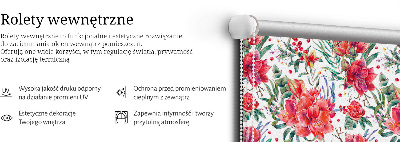 Blackout roller blind for window Red flowers