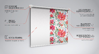 Blackout roller blind for window Red flowers