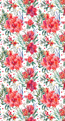 Blackout roller blind for window Red flowers