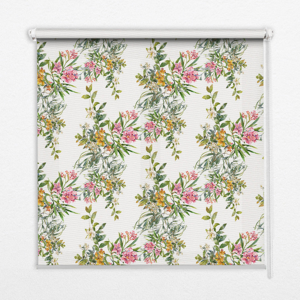 Fabric roller blind for window Flowers