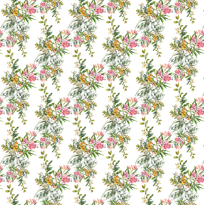 Fabric roller blind for window Flowers