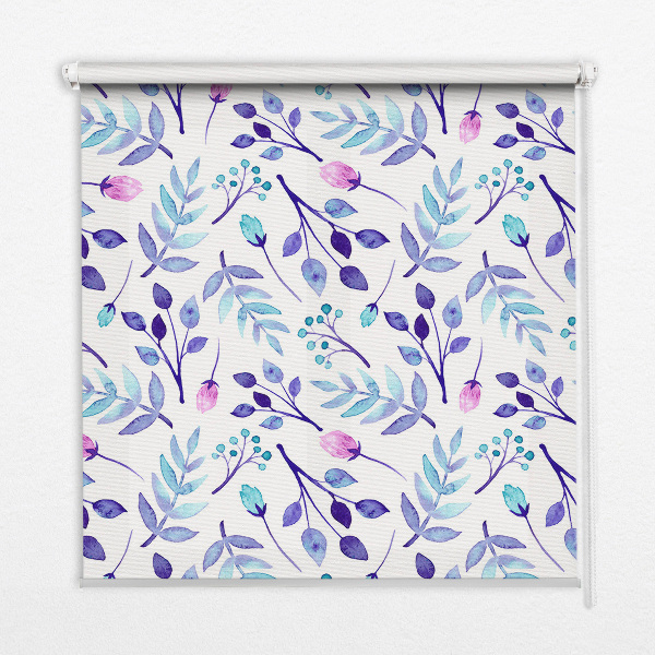 Blackout roller blind for window Blue flowers
