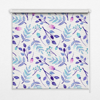 Blackout roller blind for window Blue flowers