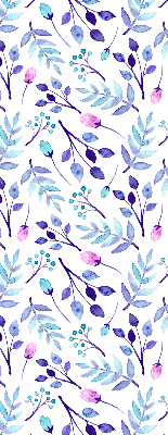 Blackout roller blind for window Blue flowers