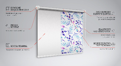 Blackout roller blind for window Blue flowers
