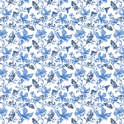 Fabric roller blind for window Blue butterflies