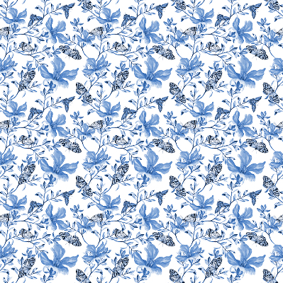 Fabric roller blind for window Blue butterflies