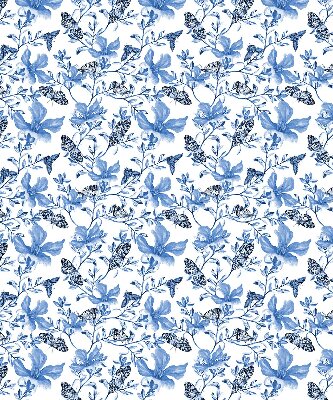 Fabric roller blind for window Blue butterflies