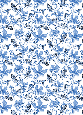 Fabric roller blind for window Blue butterflies