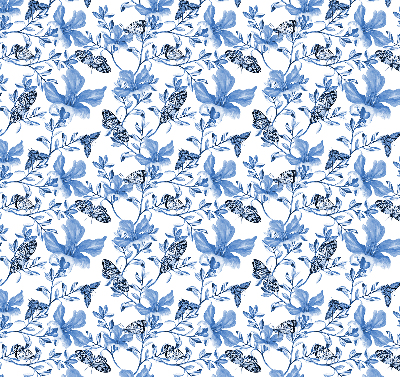 Fabric roller blind for window Blue butterflies