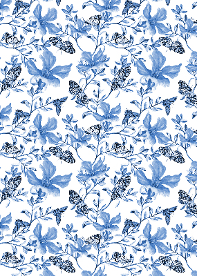 Fabric roller blind for window Blue butterflies