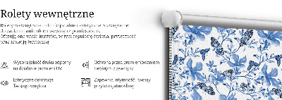 Fabric roller blind for window Blue butterflies
