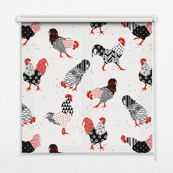 Blackout roller blind for window Roosters