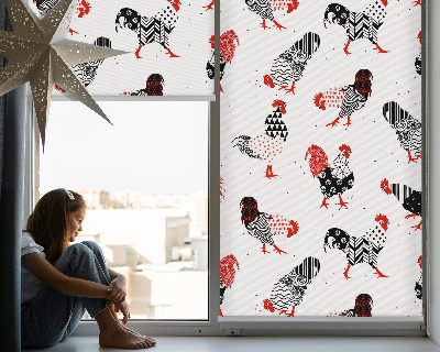 Blackout roller blind for window Roosters