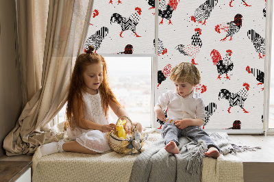 Blackout roller blind for window Roosters