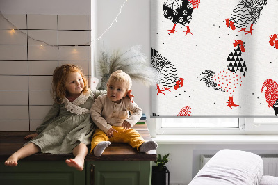 Blackout roller blind for window Roosters