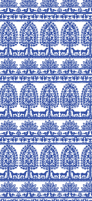 Fabric roller blind for window Blue pattern