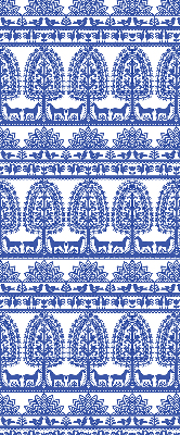 Fabric roller blind for window Blue pattern