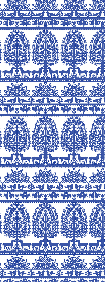 Fabric roller blind for window Blue pattern