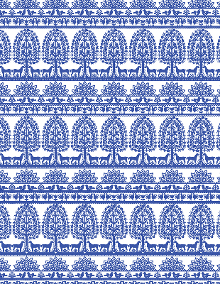 Fabric roller blind for window Blue pattern