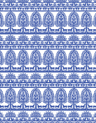 Fabric roller blind for window Blue pattern