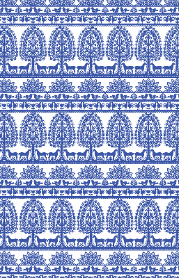 Fabric roller blind for window Blue pattern
