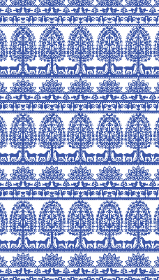 Fabric roller blind for window Blue pattern