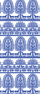Fabric roller blind for window Blue pattern