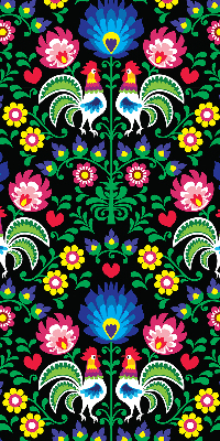 Fabric roller blind for window Colorful roosters