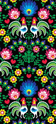 Fabric roller blind for window Colorful roosters