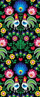 Fabric roller blind for window Colorful roosters