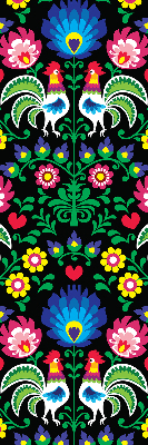 Fabric roller blind for window Colorful roosters