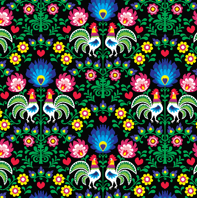 Fabric roller blind for window Colorful roosters