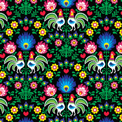 Fabric roller blind for window Colorful roosters
