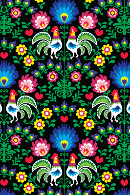 Fabric roller blind for window Colorful roosters