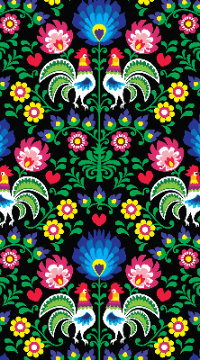Fabric roller blind for window Colorful roosters