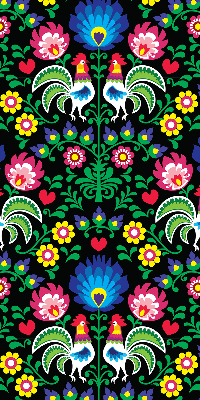 Fabric roller blind for window Colorful roosters