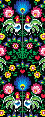 Fabric roller blind for window Colorful roosters