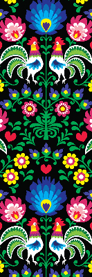 Fabric roller blind for window Colorful roosters