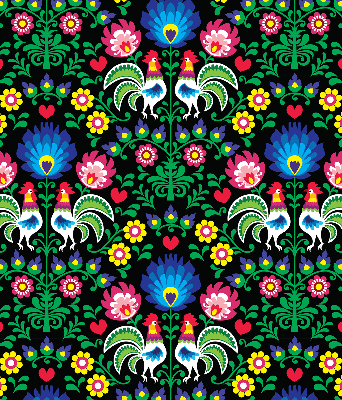 Fabric roller blind for window Colorful roosters