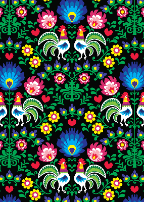 Fabric roller blind for window Colorful roosters