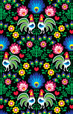 Fabric roller blind for window Colorful roosters