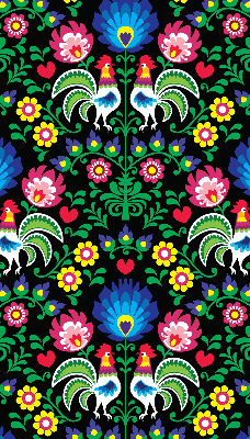 Fabric roller blind for window Colorful roosters